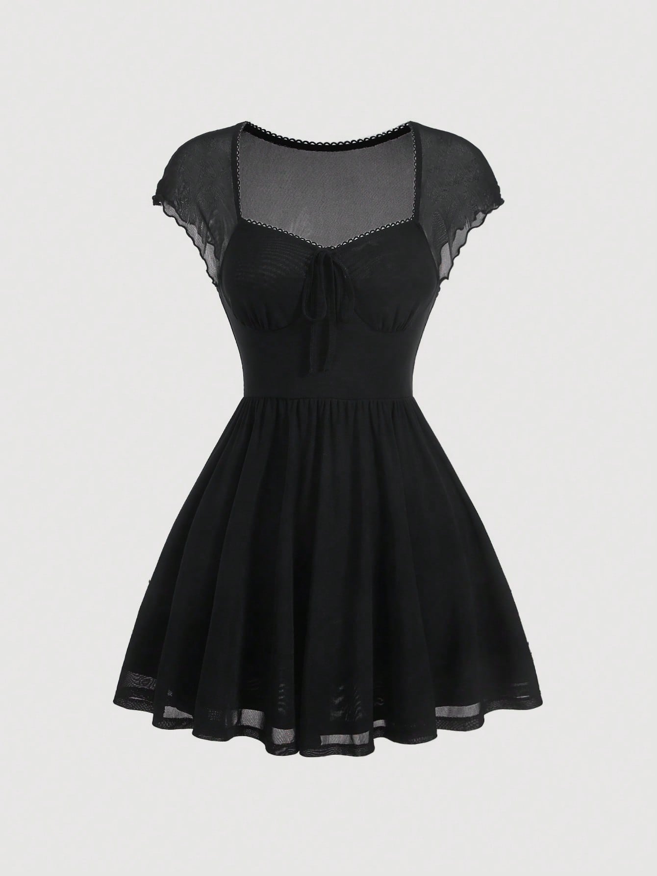 Mesh knot front dress