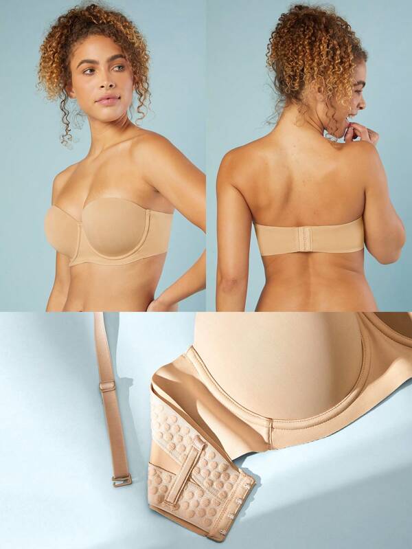 LUVLETTE Trägerloser Push-Up Unterbügel-BH als Oberbekleidung Lingerie Nude Basic Halb-Hochzeits-BH