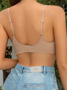 Solid Cut Out Front Cami Bralet - Camel - View 2