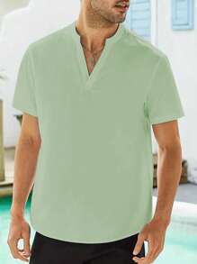 Men Solid Popover Shirt, Breathable,Antibacterial - Green - View 1