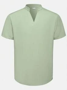 Men Solid Popover Shirt, Breathable,Antibacterial - Green - View 3