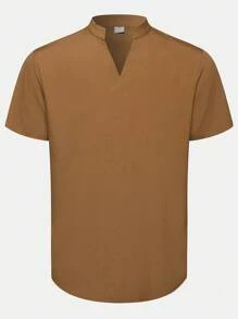 Nam Cổ có Lỗ hổng Áo sơ mi - màu nâu - Xem 1