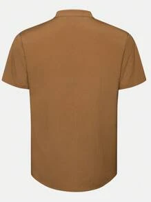 Nam Cổ có Lỗ hổng Áo sơ mi - màu nâu - Xem 2