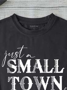 SHEIN LUNE 標語圖案T恤 - 深灰色 - 查看 4