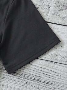 SHEIN LUNE 標語圖案T恤 - 深灰色 - 查看 5