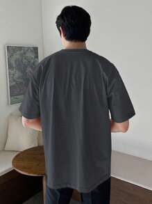 DAZY Men Solid Drop Shoulder Tee - Dark Grey - View 2