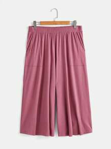 SHEIN LUNE 大碼1入組落肩T恤和1入組闊腿褲 - 藕粉色 - 查看 12