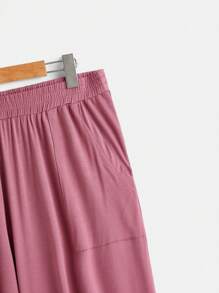 SHEIN LUNE 大碼1入組落肩T恤和1入組闊腿褲 - 藕粉色 - 查看 15