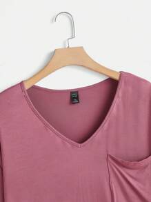 SHEIN LUNE 大碼1入組落肩T恤和1入組闊腿褲 - 藕粉色 - 查看 16