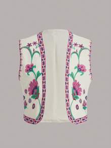 Aveloria 花卉刺绣开前背心夹克西部复古服装 - 彩色 - 查看 1