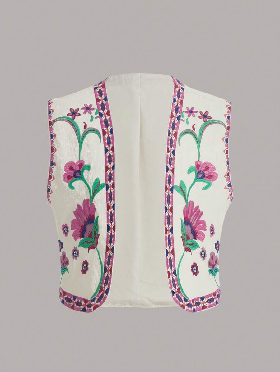 Aveloria 花卉刺绣开前背心夹克西部复古服装 - 彩色 - 查看 1