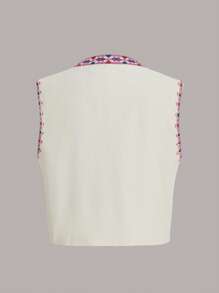 Aveloria 花卉刺绣开前背心夹克西部复古服装 - 彩色 - 查看 2