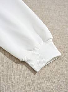 SHEIN Unity 愛心和標語圖案落肩袖運動衫 - 白色 - 查看 6