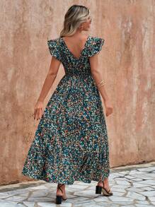 SHEIN LUNE In hoa Ditsy Viền Ruffle Đầm - Nhiều màu - Xem 2