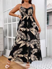 Breezaya Hơn Bản in nhiệt đới Bộ áo liền quần Cami - Nhiều màu - Xem 1