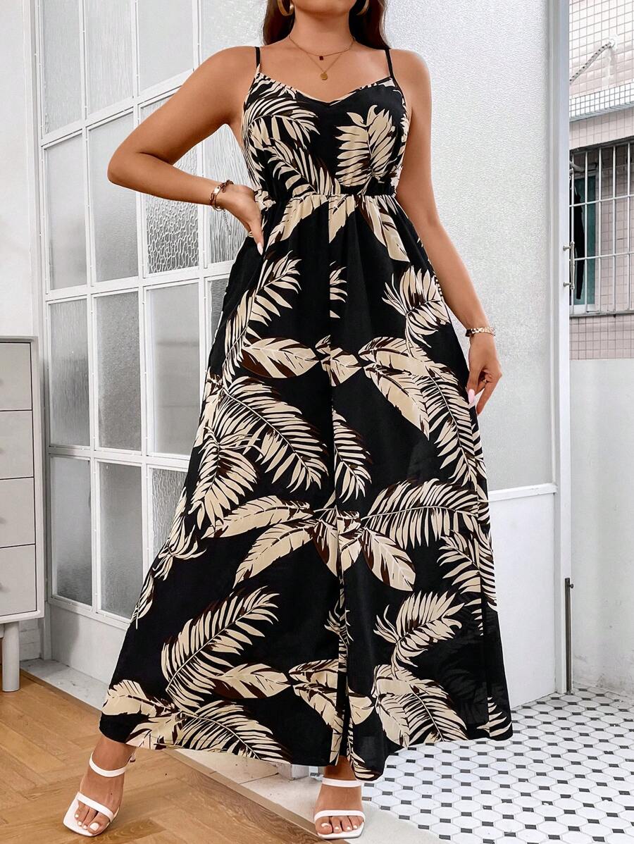 Breezaya Hơn Bản in nhiệt đới Bộ áo liền quần Cami - Nhiều màu - Xem 1