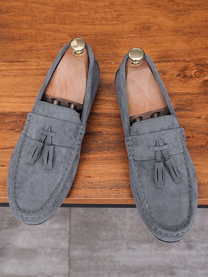 Grey casual loafers deals