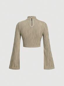 SHEIN MOD 素色小高領T恤 - 卡其色 - 查看 2