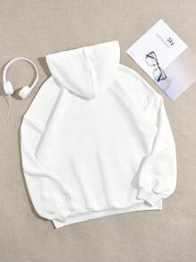 SHEIN EZwear 女式超大号迪斯科球印花连帽衫，带口袋，适合秋冬季