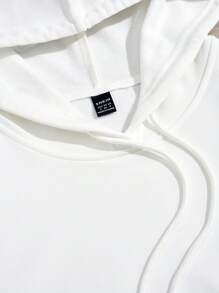 SHEIN EZwear Áo hoodie dáng rộng dáng rộng có họa tiết hoạt hình dành cho nữ, thích hợp cho mùa thu đông - trắng - Xem 7