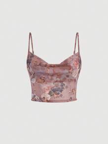 SHEIN MOD Top de tirantes con estampado floral escote drapeado - Multicolor - Ver 1