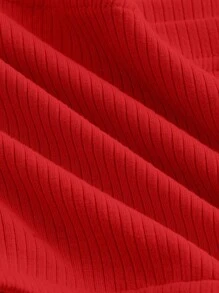 SHEIN MOD Twist Front Ribbed Knit Tube Bodycon Red Top Red Tube Topbow Toptops Red