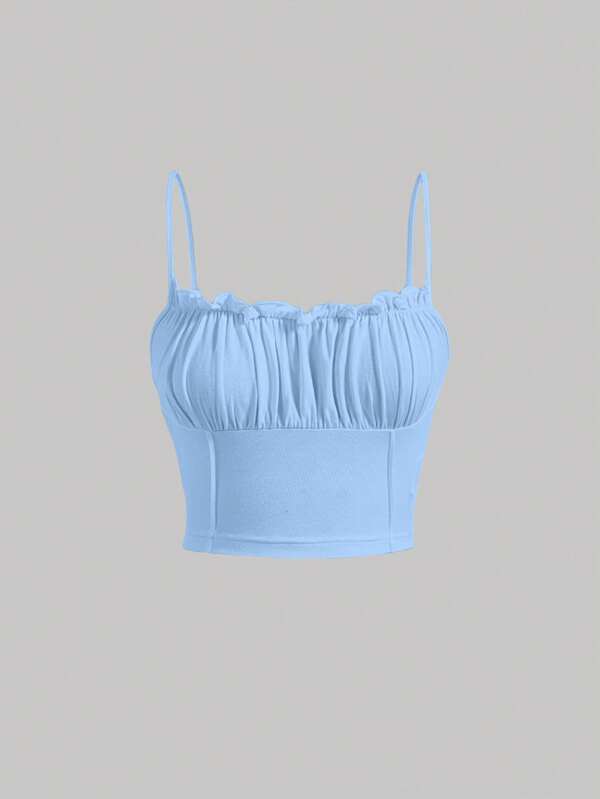 SHEIN MOD Lá sen tỉa Nếp gấp Phần Ngực Cami ngọn