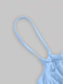 SHEIN MOD Top de tirantes ribete fruncido pecho con fruncido - Celeste - Ver 3