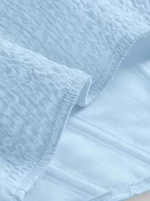 SHEIN MOD 素色胸部褶皺吊帶上衣 - 淺藍色 - 查看 4