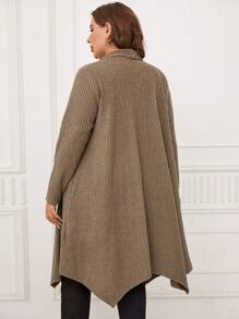 EMERY ROSE 大碼素色開門襟外套 - 棕色 - 查看 2