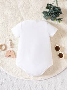 女嬰豹紋和字母圖案連體衣 - 白色 - 查看 2