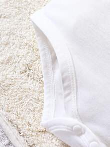 女嬰豹紋和字母圖案連體衣 - 白色 - 查看 6