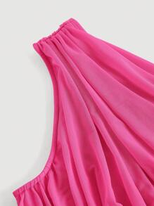 SHEIN MOD One Shoulder Ruched Crop Top - Hot Pink - View 3