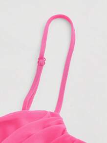 SHEIN MOD 素色褶邊吊帶上衣 - 玫紅色 - 查看 3