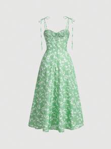 SHEIN MOD Abito con bretelle sottile stampa floreale all over con spalle annodate