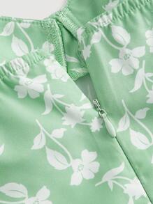 SHEIN MOD Abito con bretelle sottile stampa floreale all over con spalle annodate