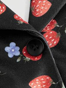 SHEIN MOD In Dâu tây Nút phía trước Áo hai dây - màu đen - Xem 3