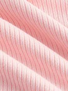 SHEIN MOD Cổ Trái tim Tương phản ràng buộc Áo phông Crop - Màu Hồng baby - Xem 3