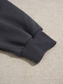 SHEIN EZwear 歐美風格印花圓領長袖女式運動衫 - 深灰色 - 查看 6