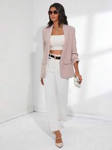 Aveloria Shawl Collar Tailored Blazer - Apricot - View 5