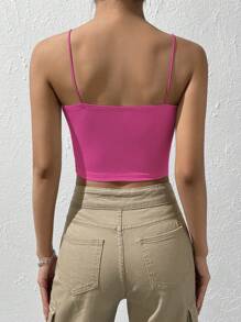 SHEIN EZwear 素色吊帶短上衣 - 玫紅色 - 查看 2