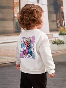 SHEIN 女嬰熊和字母圖案運動衫 - 白色 - 查看 3