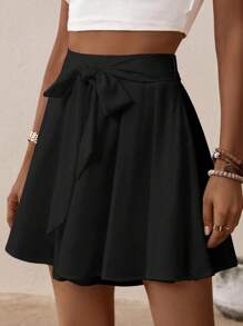 Breezaya Solid Knot Front Skort - Black - View 3