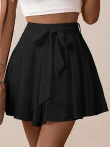 Breezaya Solid Knot Front Skort - Black - View 4