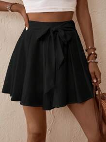 Breezaya Solid Knot Front Skort - Black - View 5
