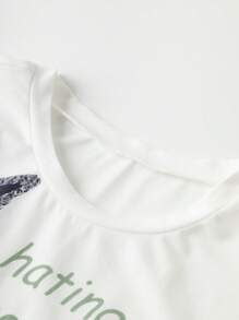 SHEIN Unity Slogan & In Sao Áo thun - trắng - Xem 3