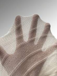 SHEIN LUNE Lace Up Front Batwing Sleeve Crop Cardigan - Beige - View 7