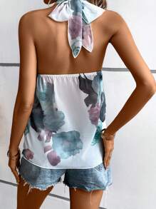 SHEIN Clasi Floral Print Halter Top