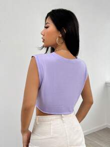 Muchica 素色短款背心 - 紫色 - 查看 2