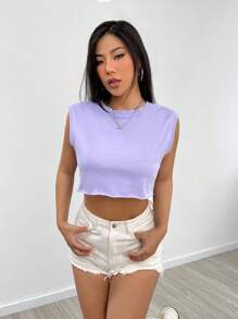 Muchica 素色短款背心 - 紫色 - 查看 4